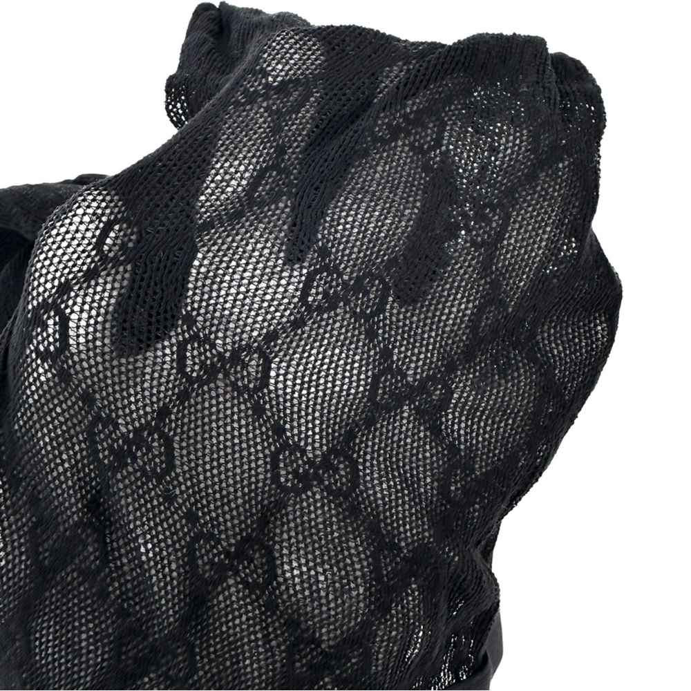 GUCCI Interlocking G Knitted Tights - Black Monogram Pantyhose Hosiery Tights - Picture 5 of 6
